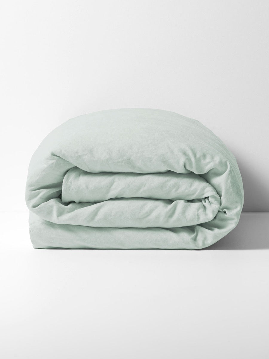Evie Stonewash Organic Cotton Quilt Cover in Mist