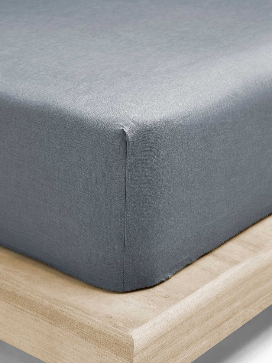 Evie Stonewash Organic Cotton Sheet Set in Washed Denim