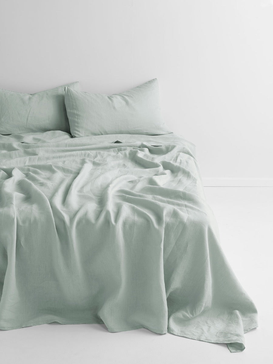 Evie Stonewash Organic Cotton Sheet Set in Mist