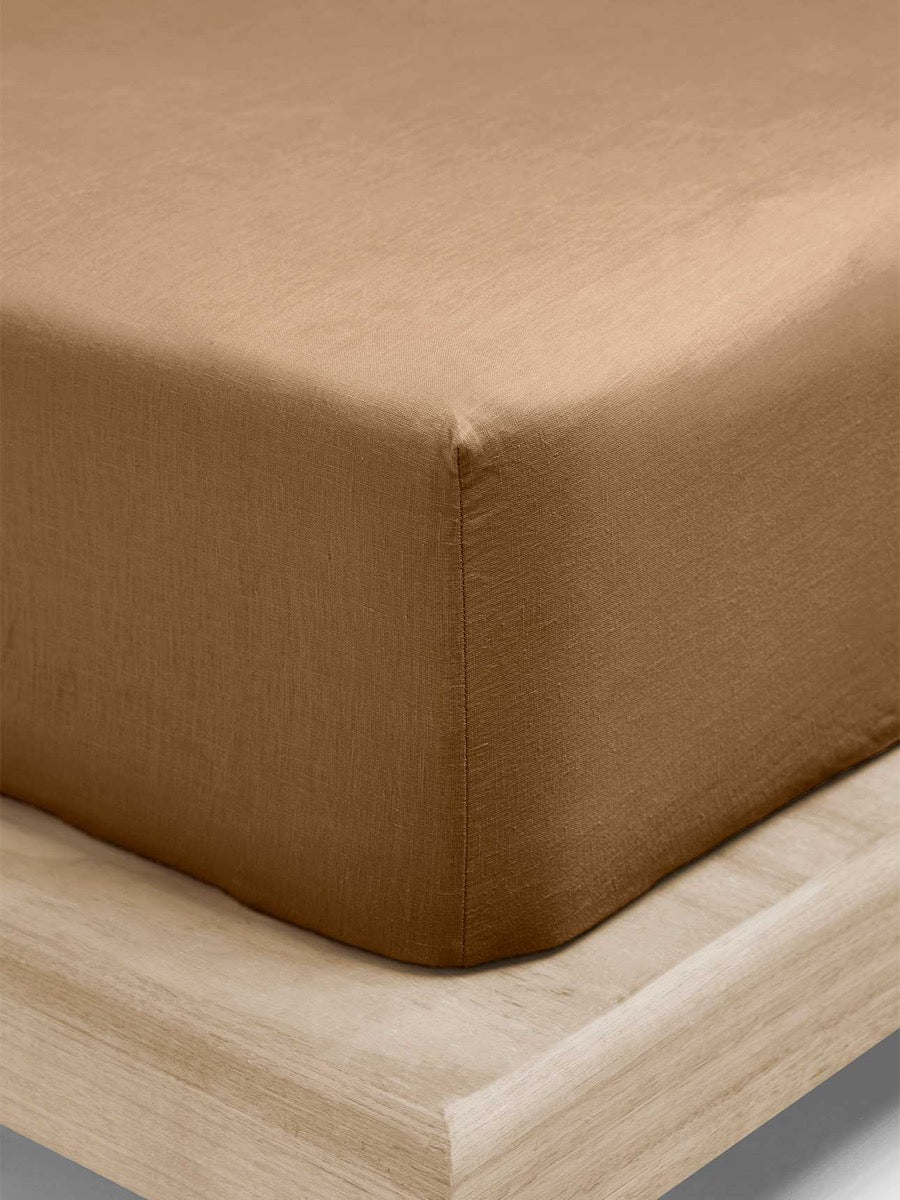 Evie Stonewash Organic Cotton Sheet Set in Toasted Pecan