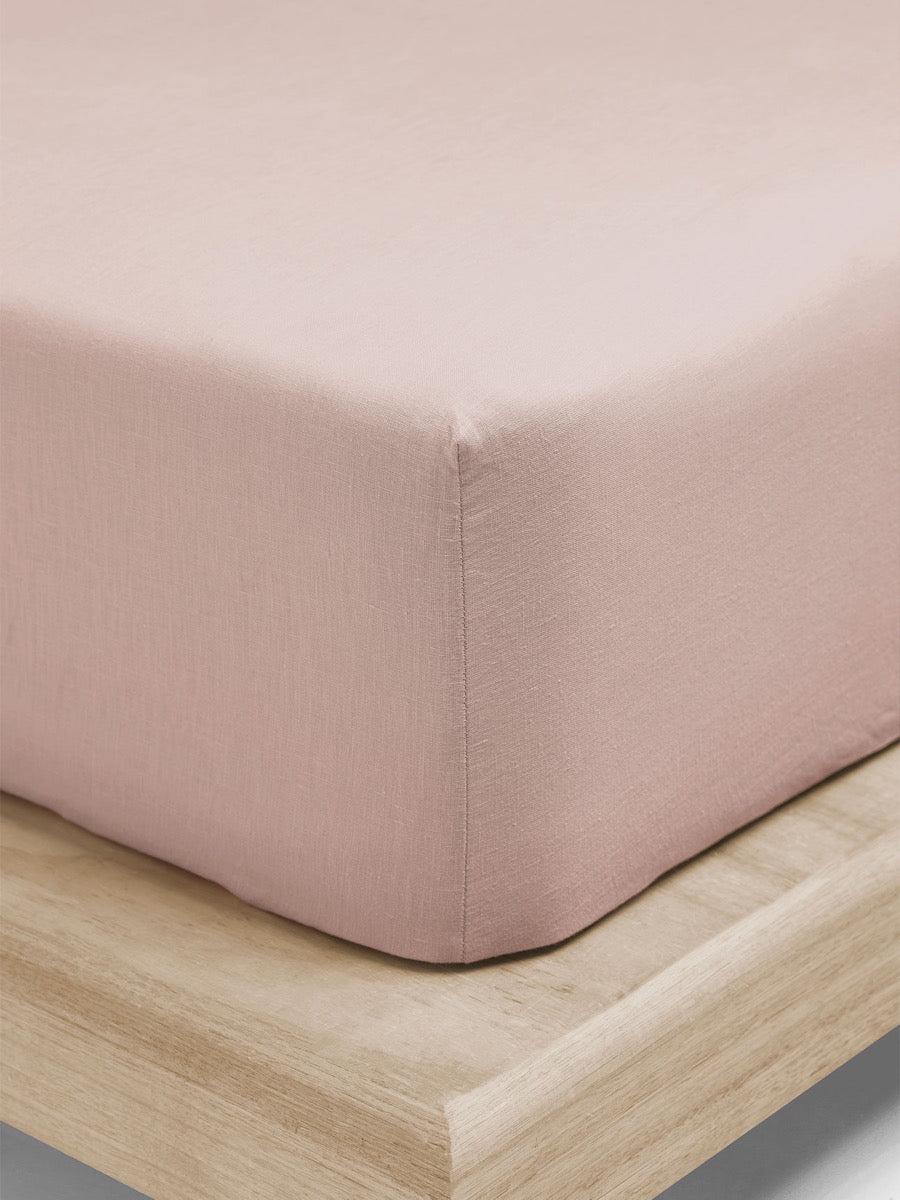 Evie Stonewash Organic Cotton Sheet Set in Blush Pink