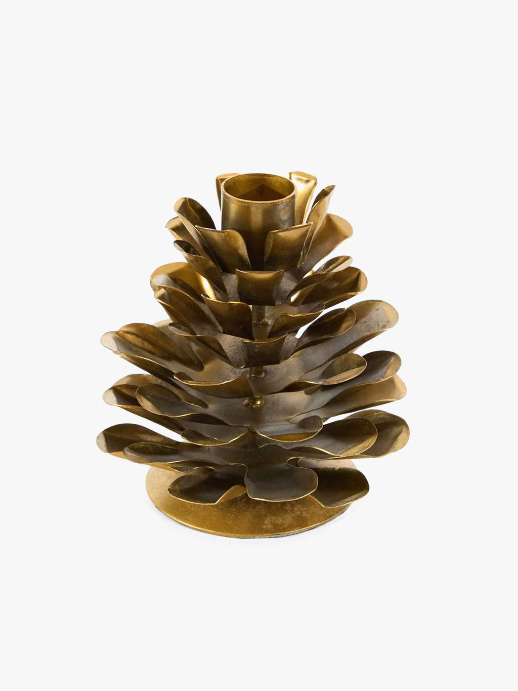 Antique Metal Pinecone Candle Stand - Small