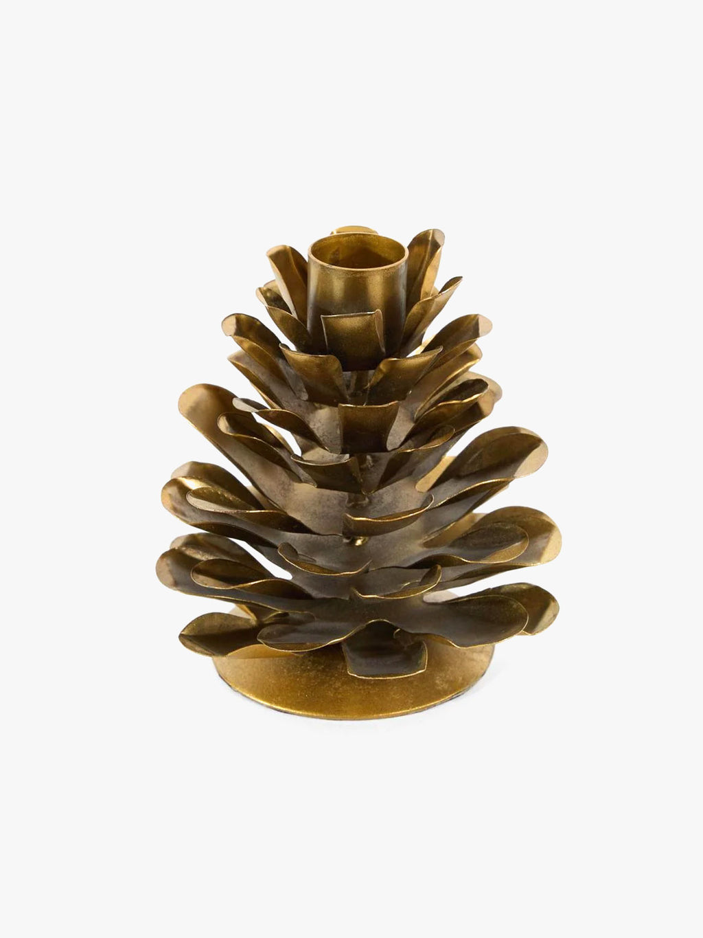 Antique Metal Pinecone Candle Stand - Small