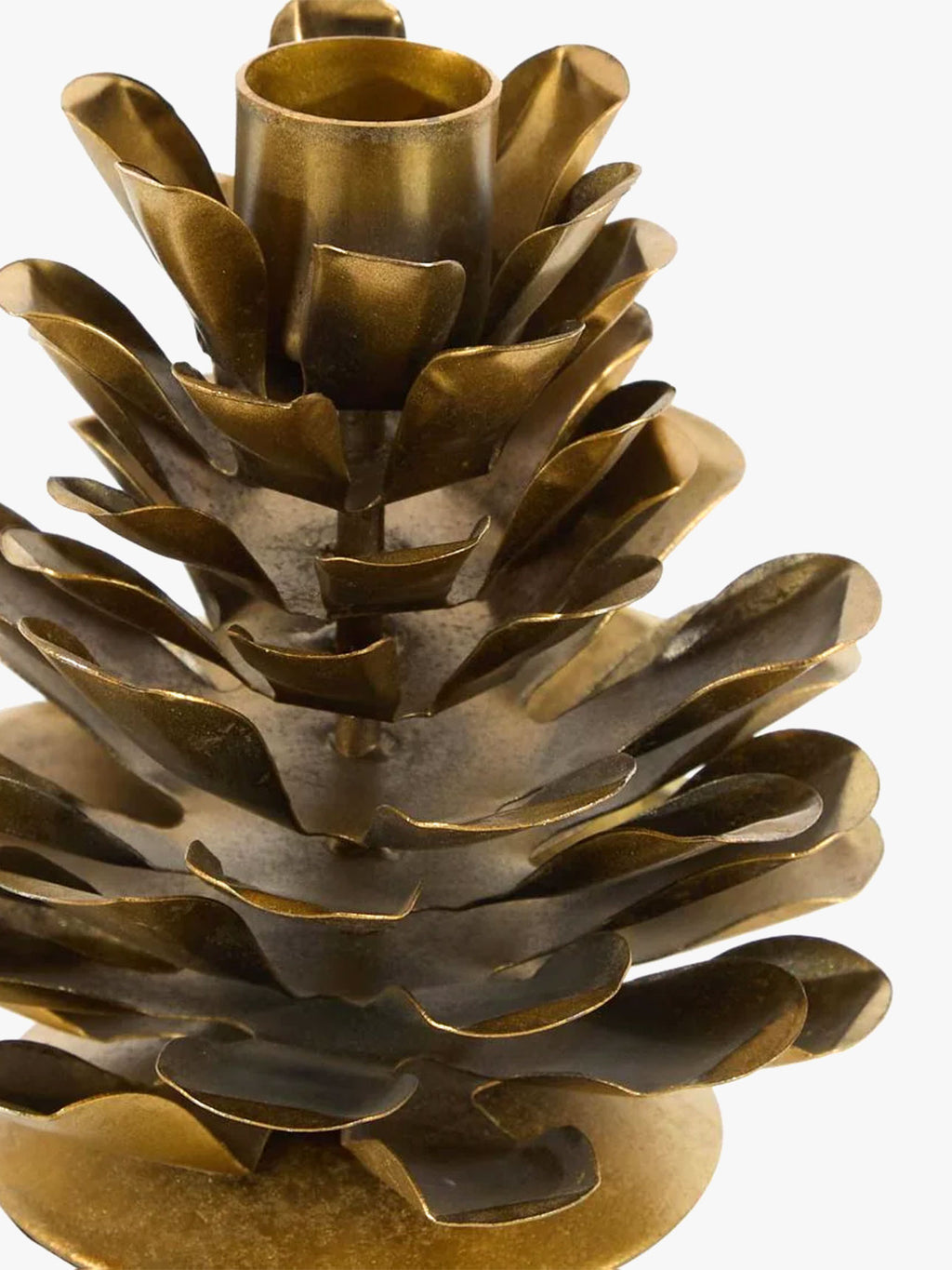Antique Metal Pinecone Candle Stand - Small