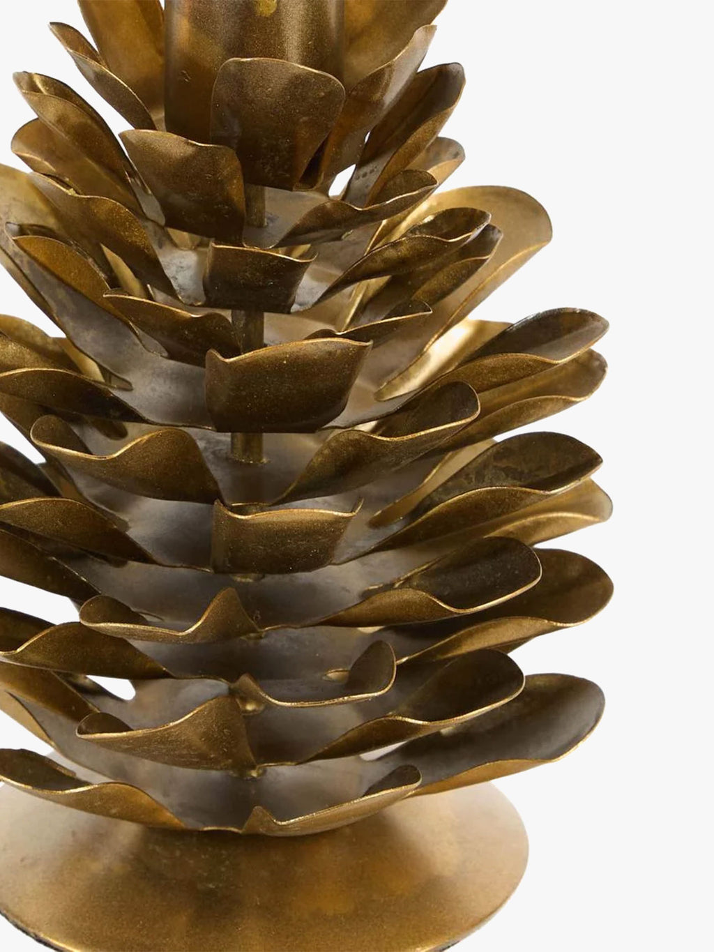 Antique Metal Pinecone Candle Stand - Large
