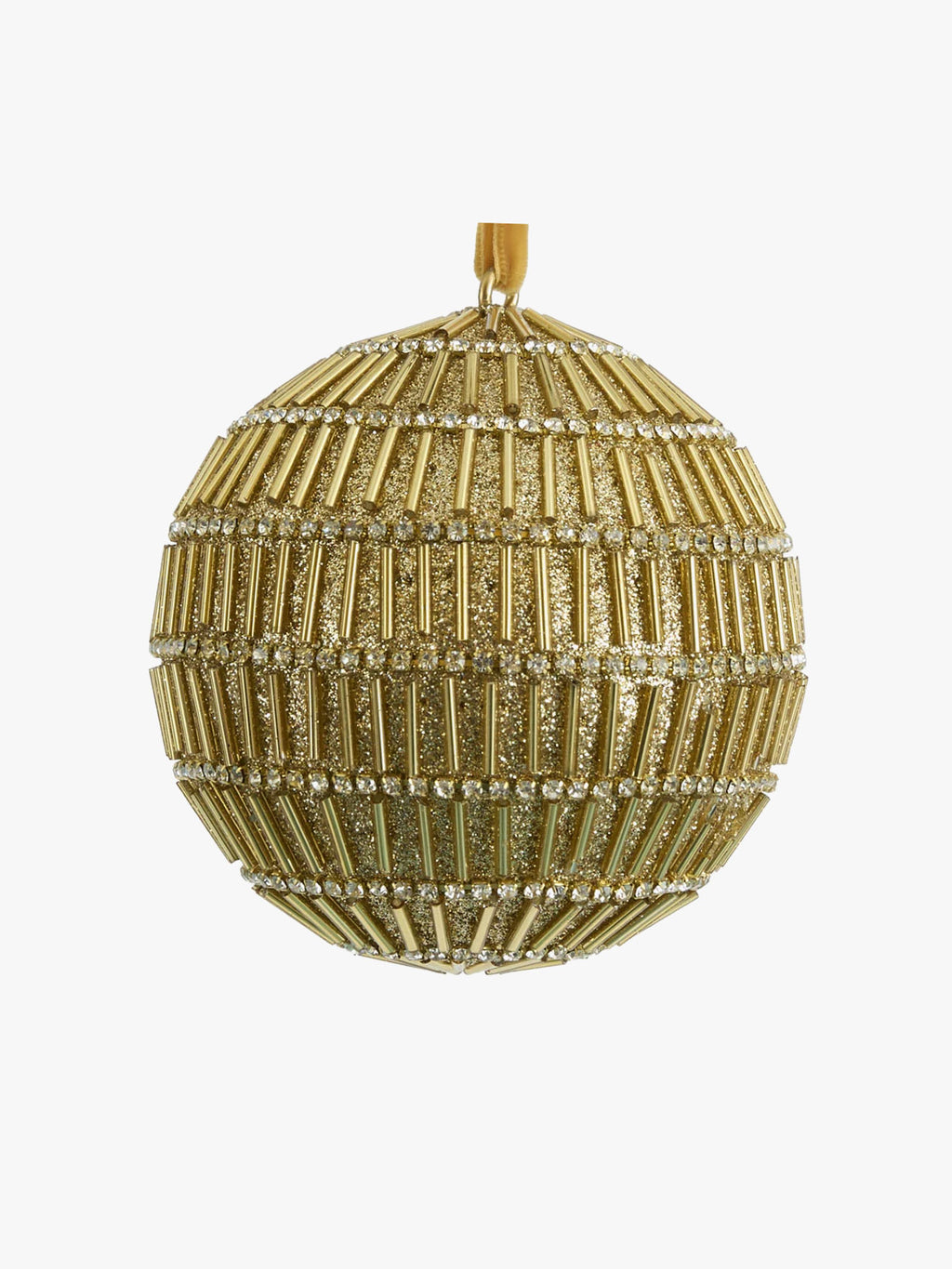 Bugle Bead Christmas Bauble in Gold