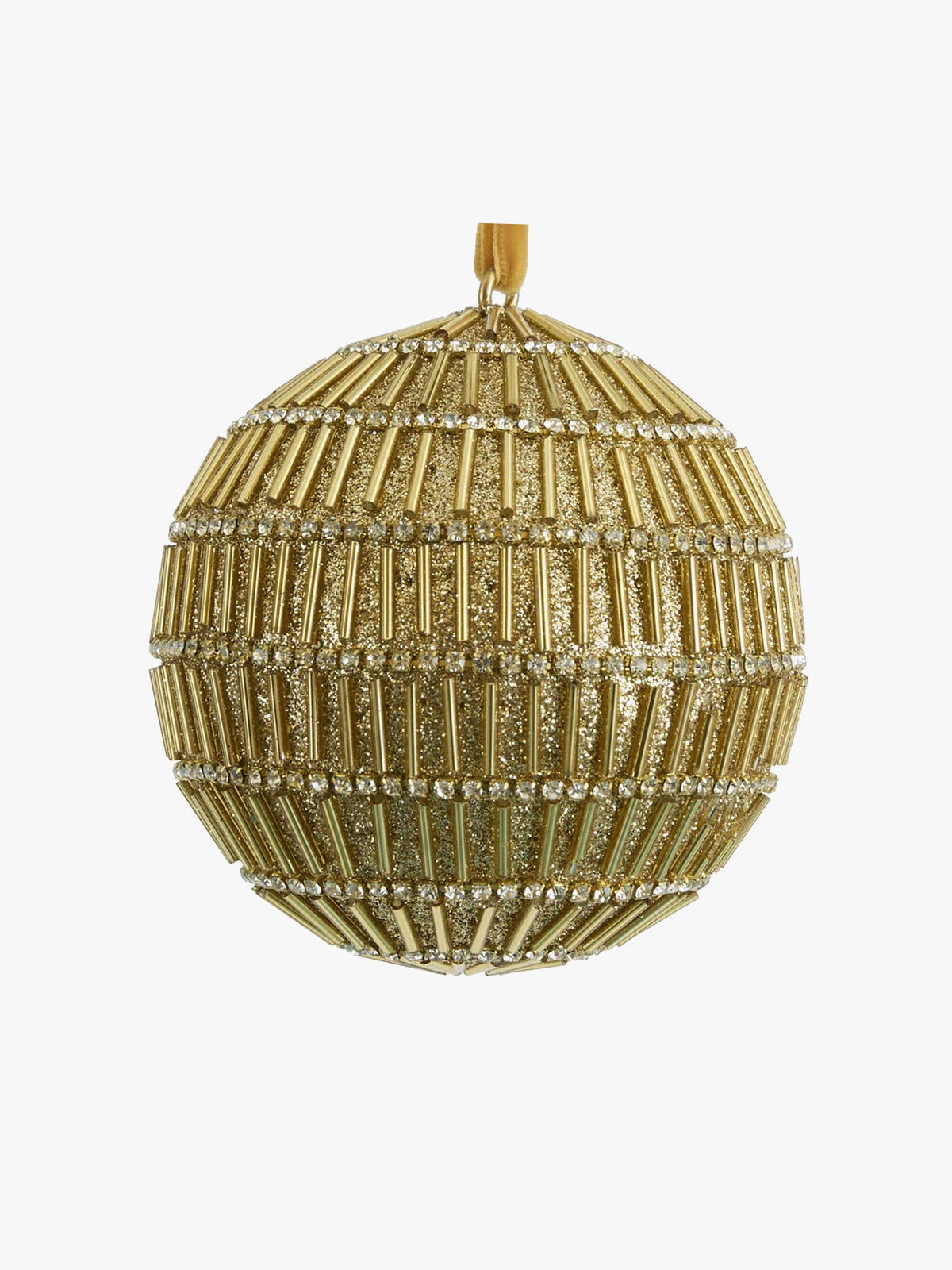 Bugle Bead Christmas Bauble in Gold