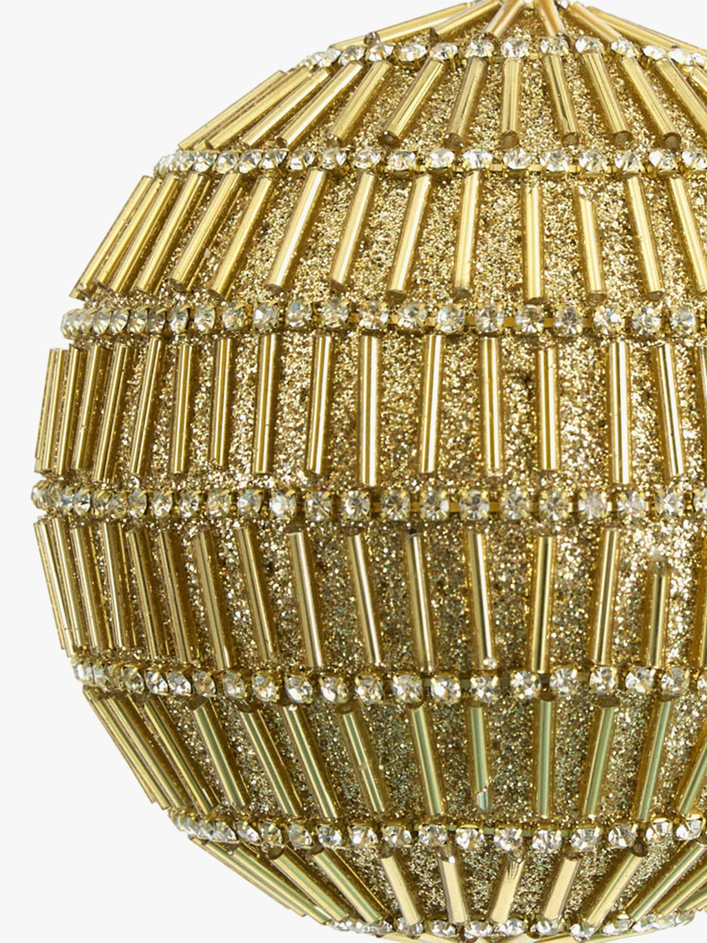 Bugle Bead Christmas Bauble in Gold