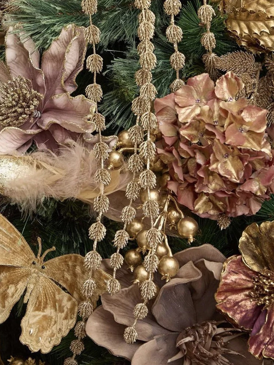 Hanging Botanical Stem in Gold Glitter