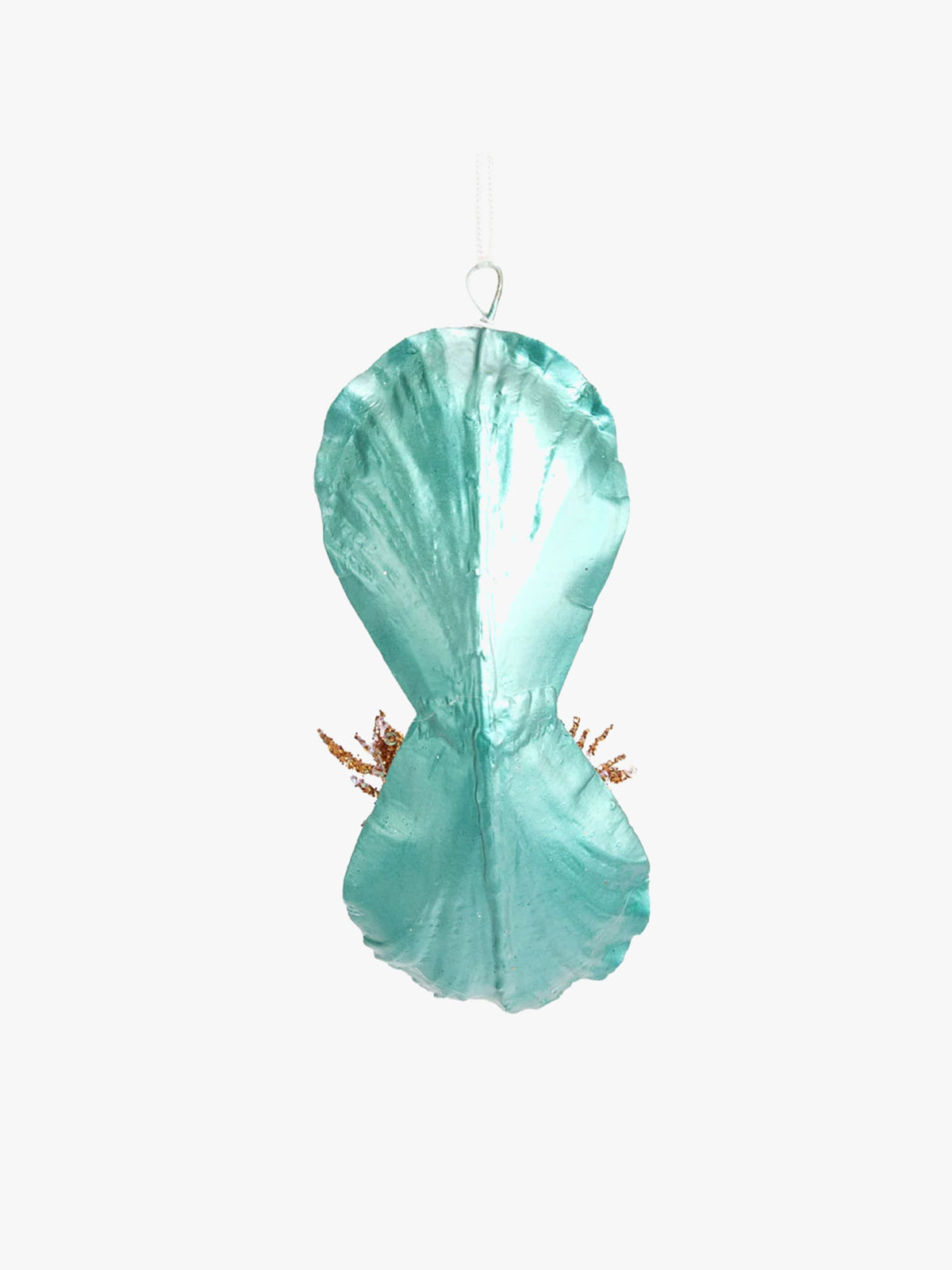 Oyster Shell Hanging Tree Decoration in Teal