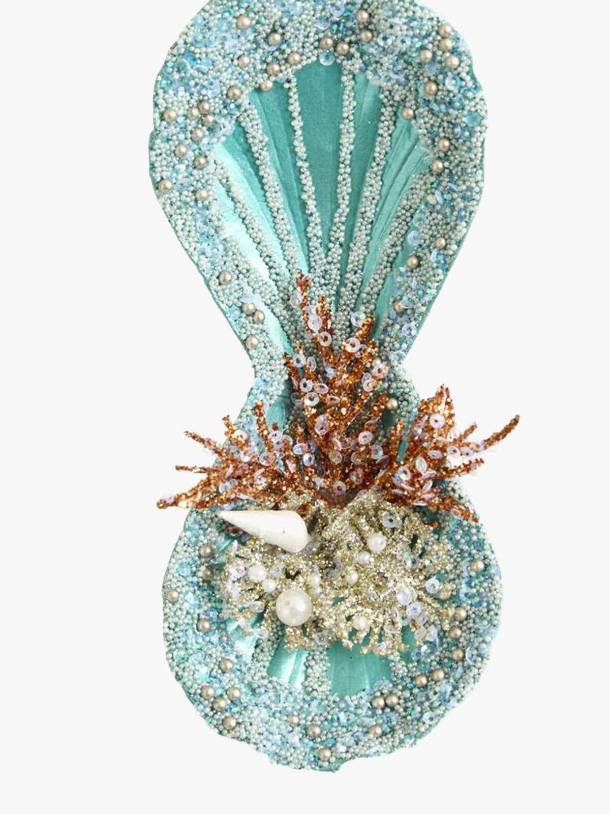Oyster Shell Hanging Tree Decoration in Teal