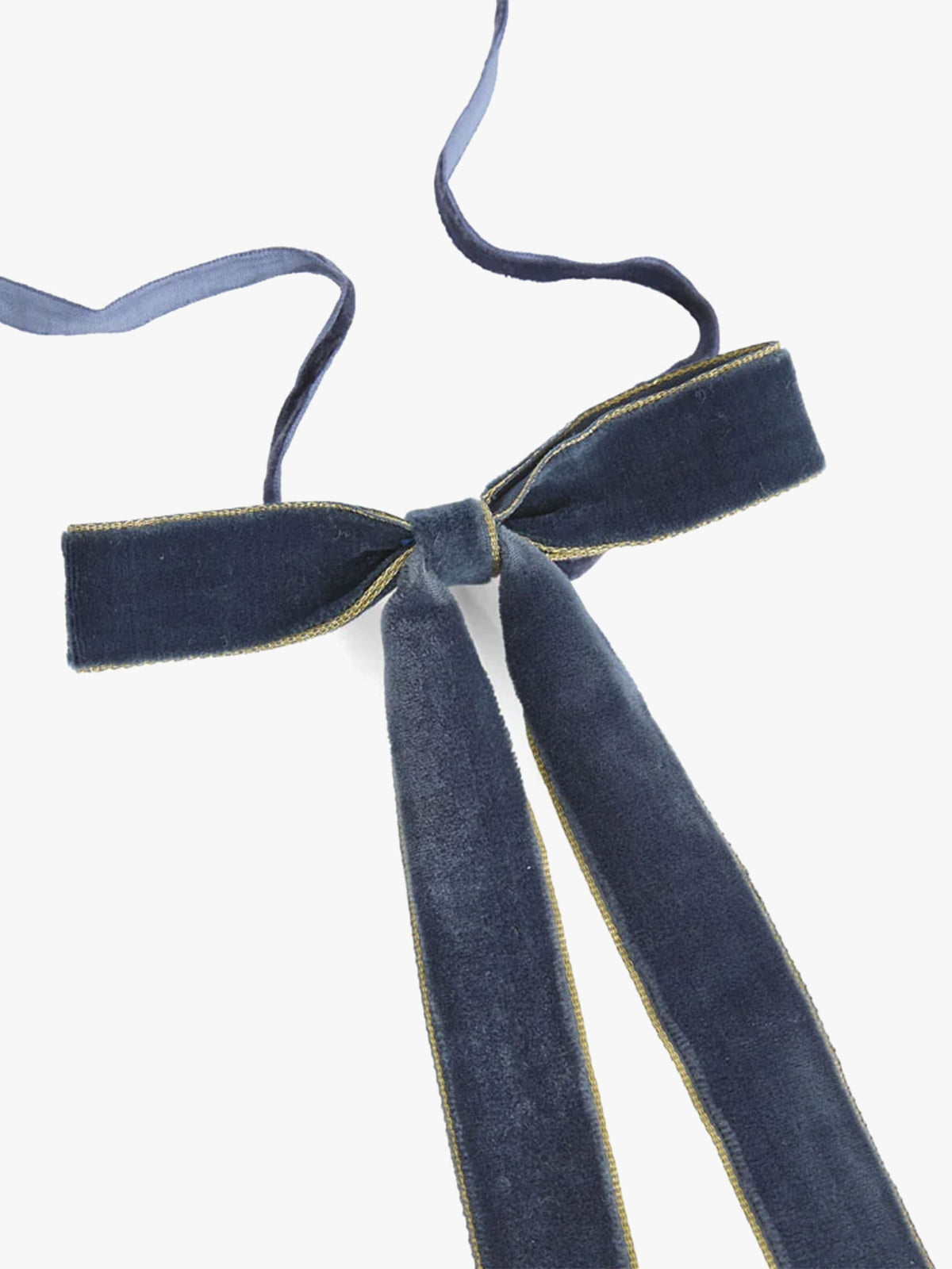 Velvet Tie on Bow in Navy Blue & Gold - Set of 8