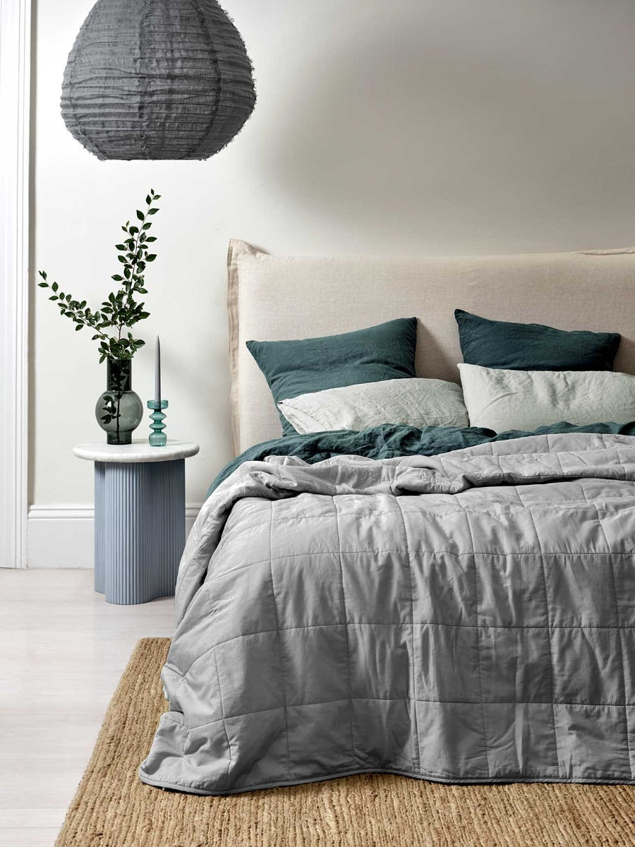 Halo Organic Coverlet in Pebble