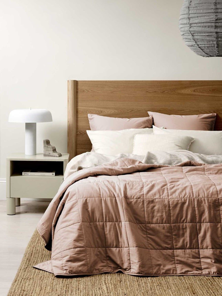 Halo Organic Coverlet in Rosewater