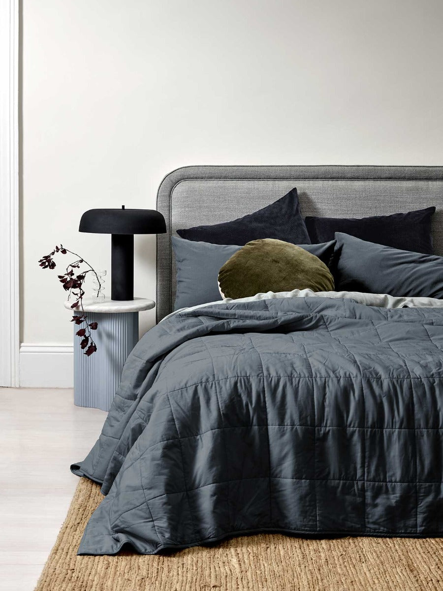 Halo Organic Coverlet in Steel