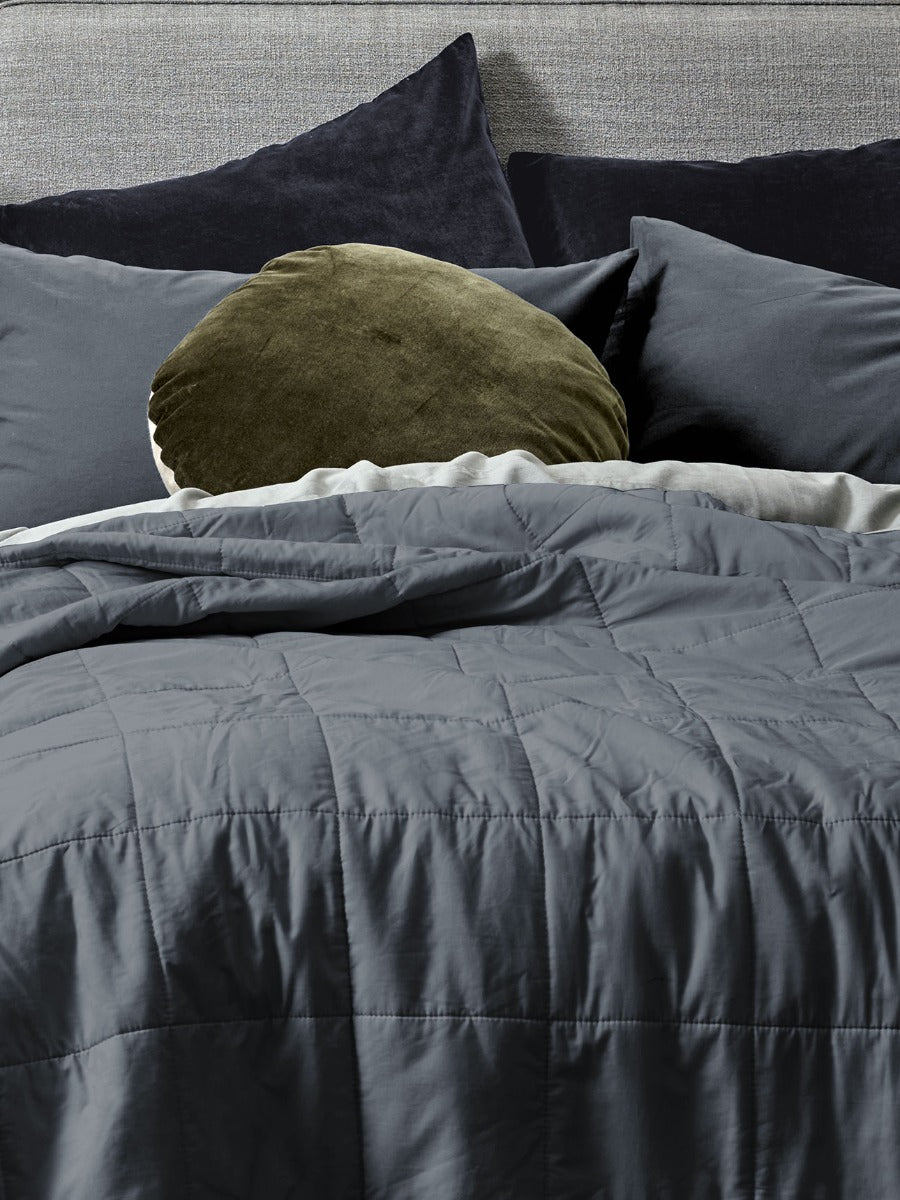 Halo Organic Coverlet in Steel