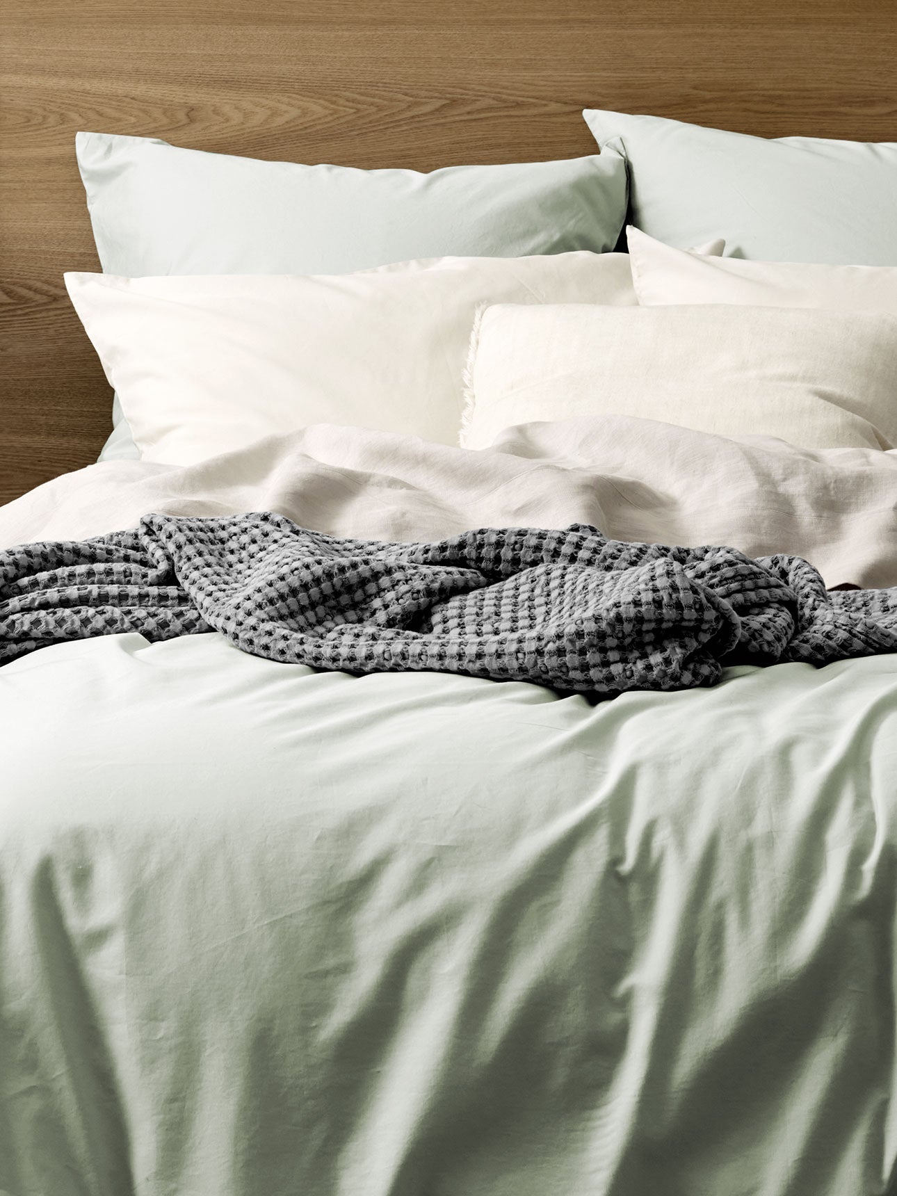 Stonewash Waffle Throw in Greystone
