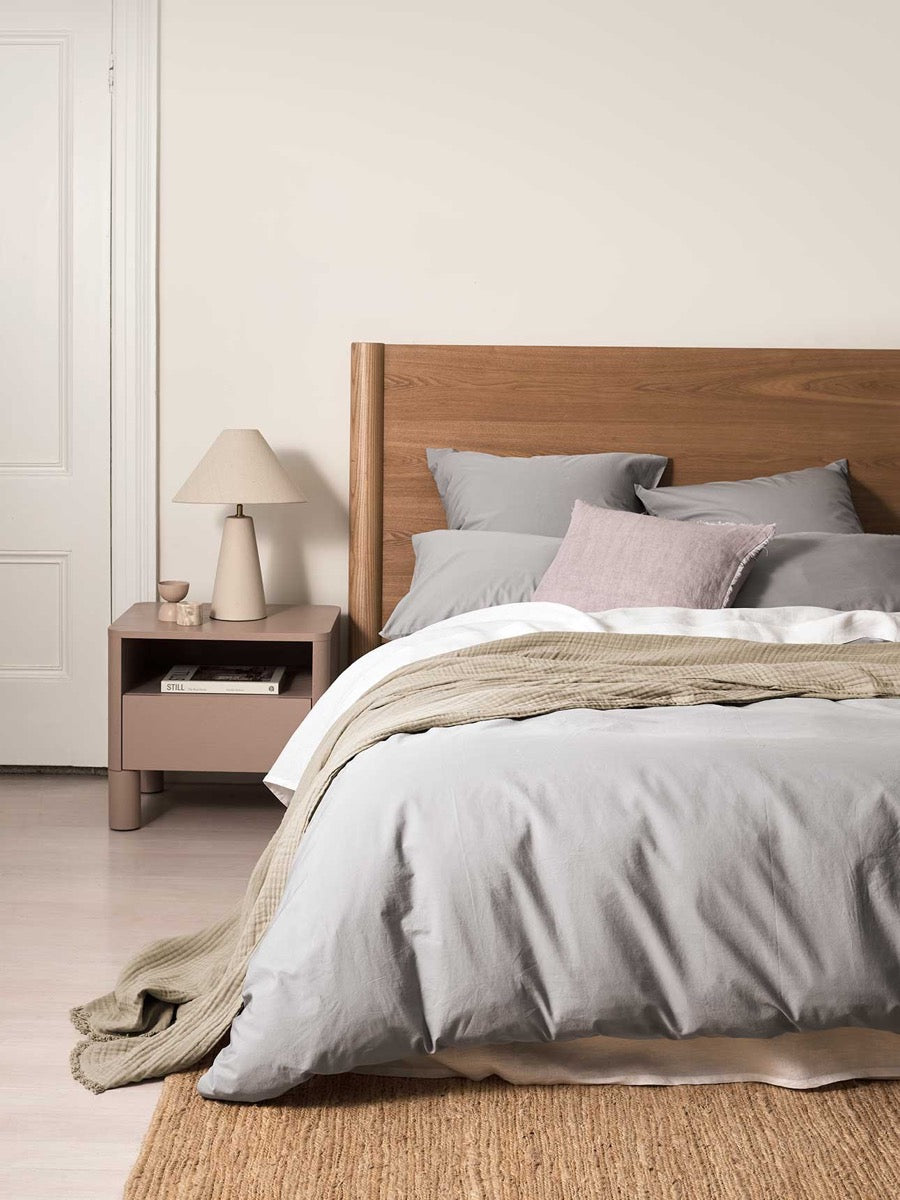 Halo Organic Cotton Quilt Cover in Pebble