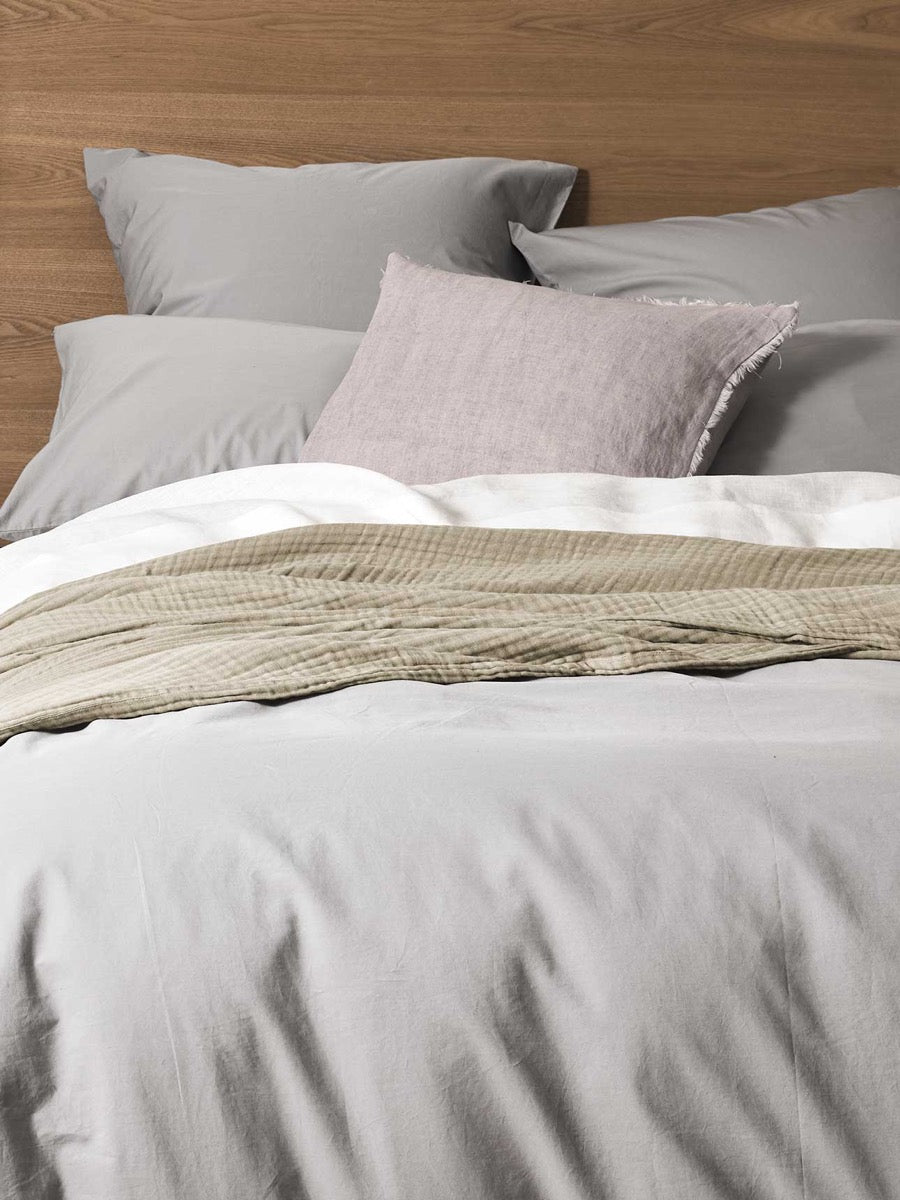 Halo Organic Cotton Quilt Cover in Pebble