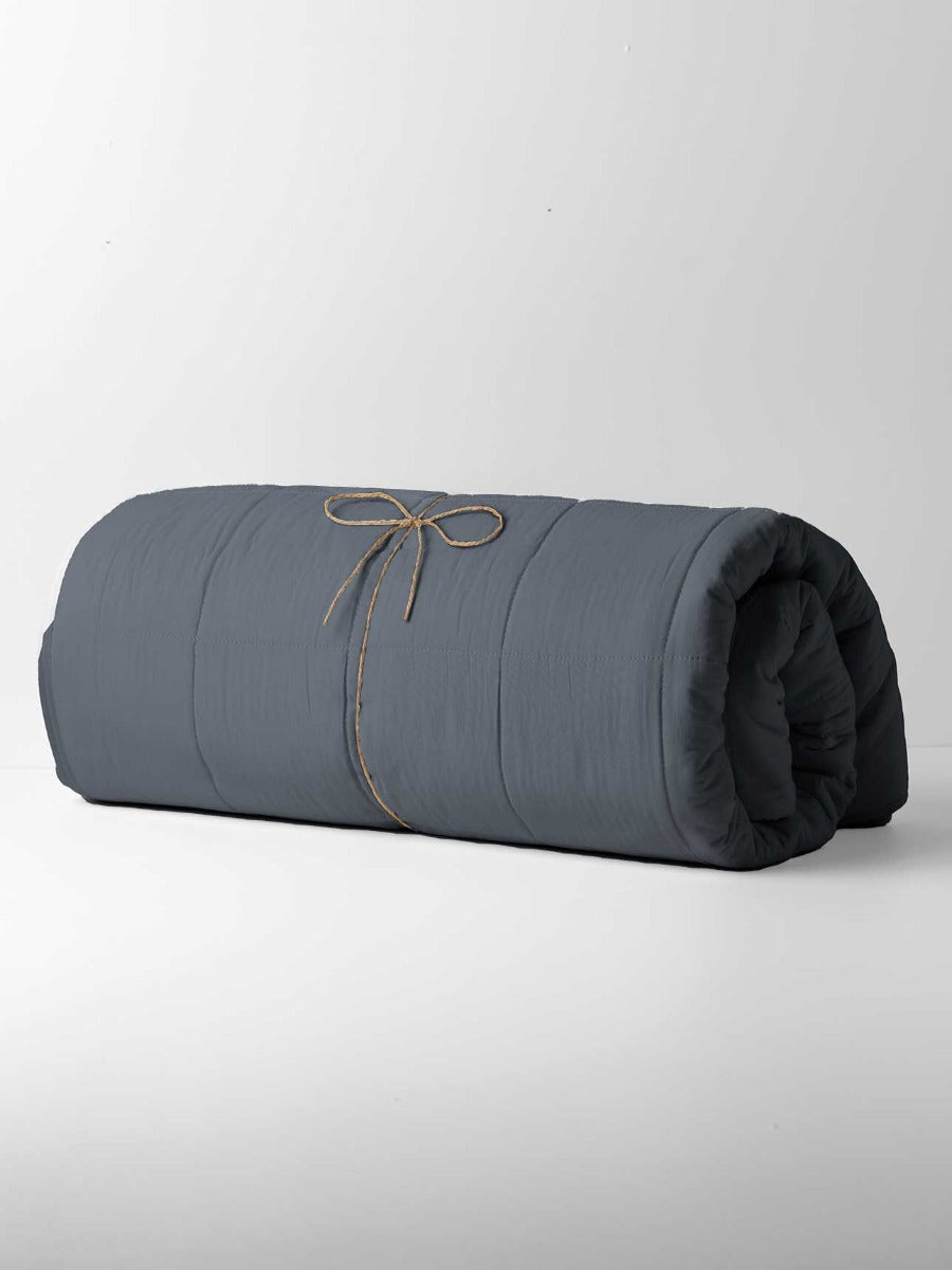 Halo Organic Coverlet in Steel