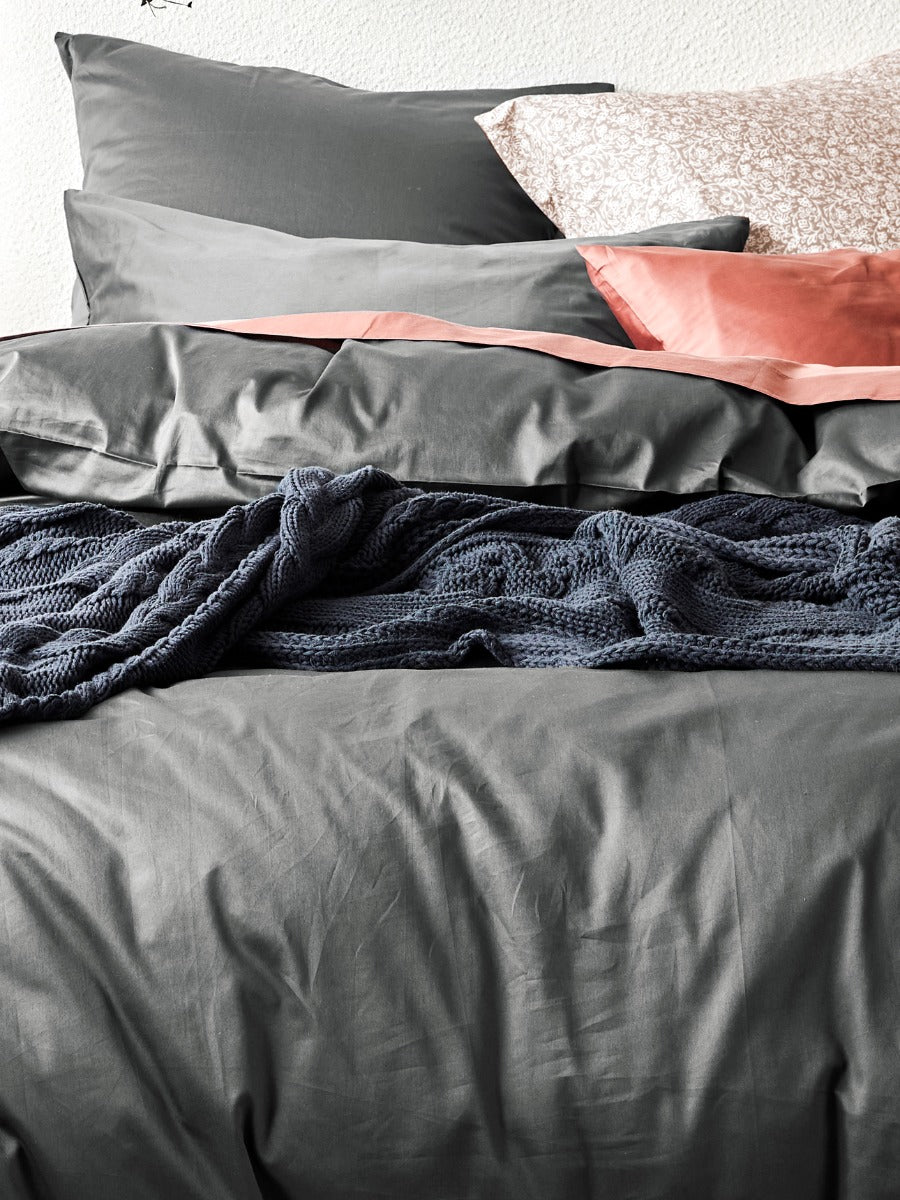 Halo Organic Cotton Quilt Cover in Shadow