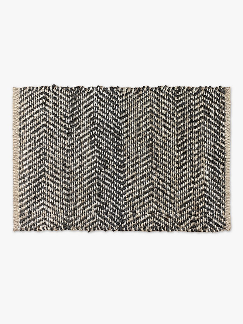 Herringbone Door Mat in Black & Natural