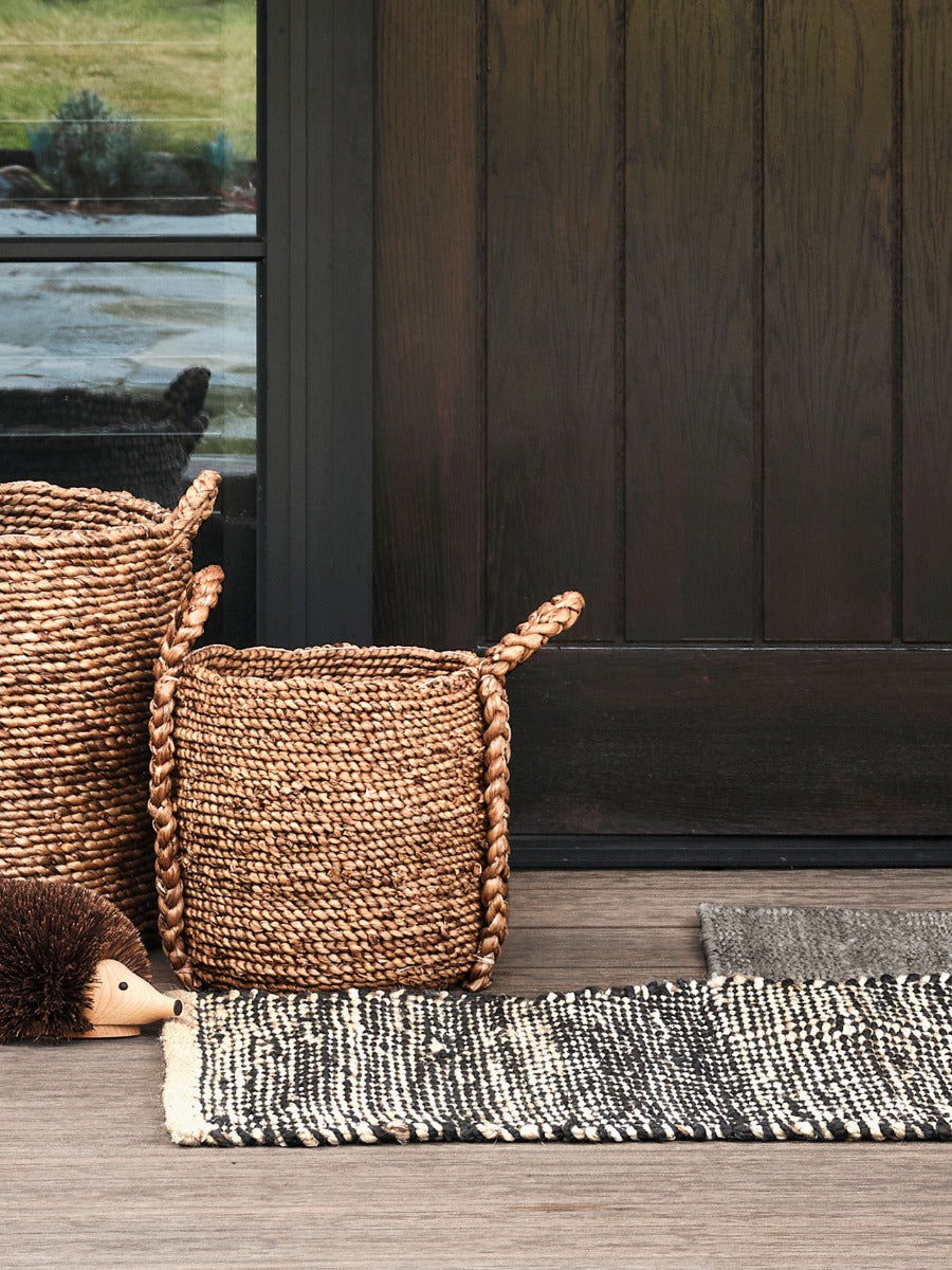 Herringbone Door Mat in Black & Natural