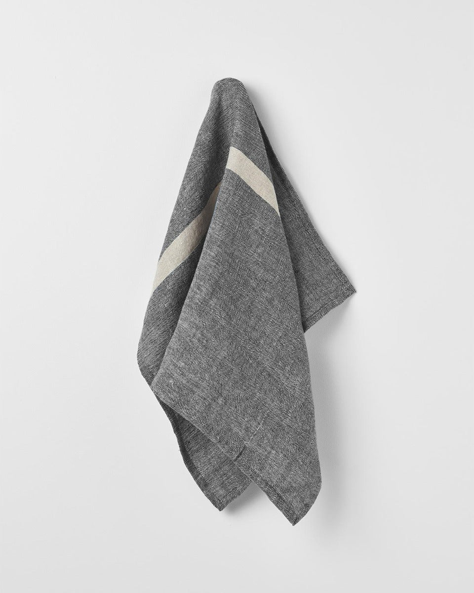 Herringbone Tea Towel in Charcoal