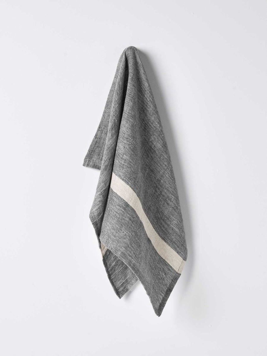 Herringbone Tea Towel in Charcoal