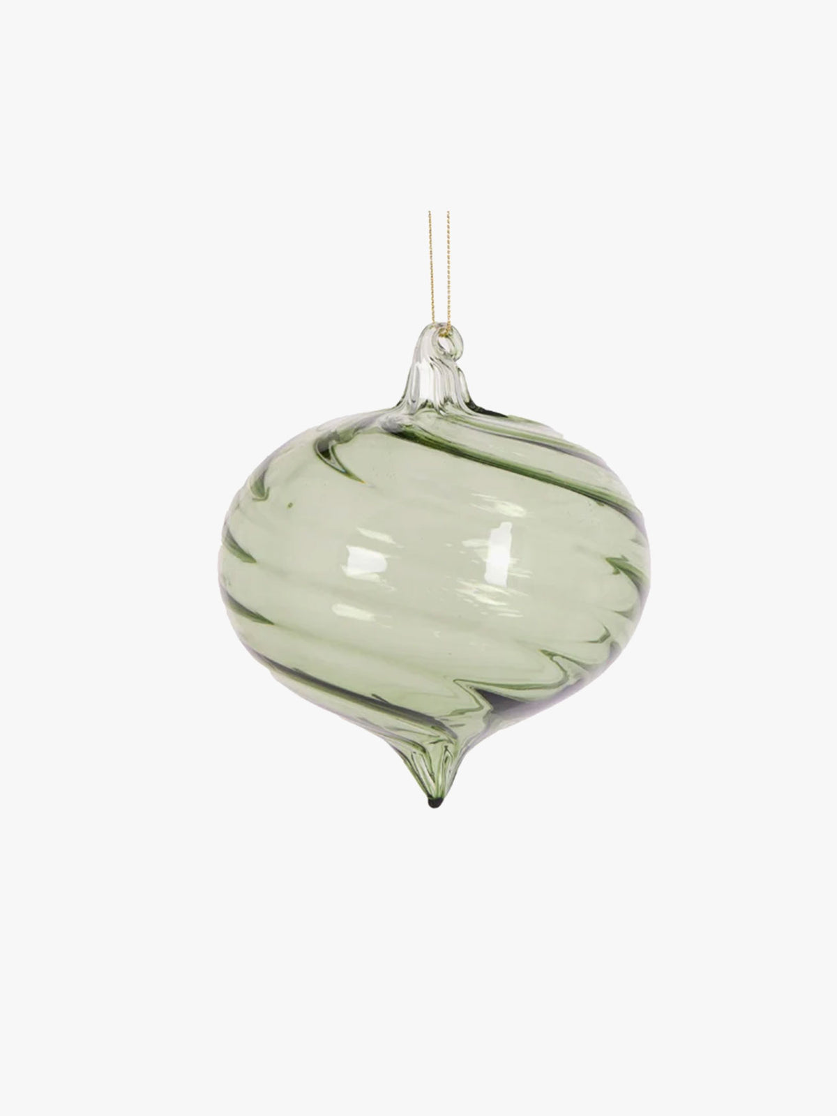 Onion Bauble in Clear Green Swirl