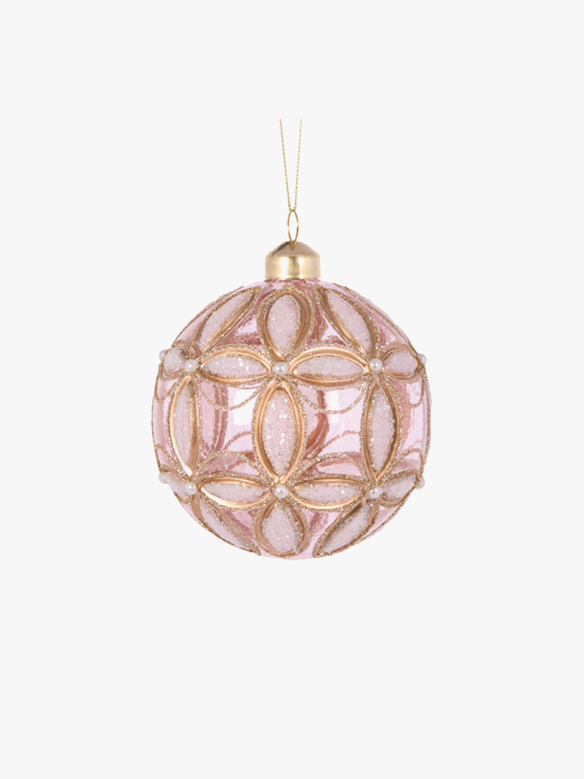 Embossed Fleur Bauble in Pink