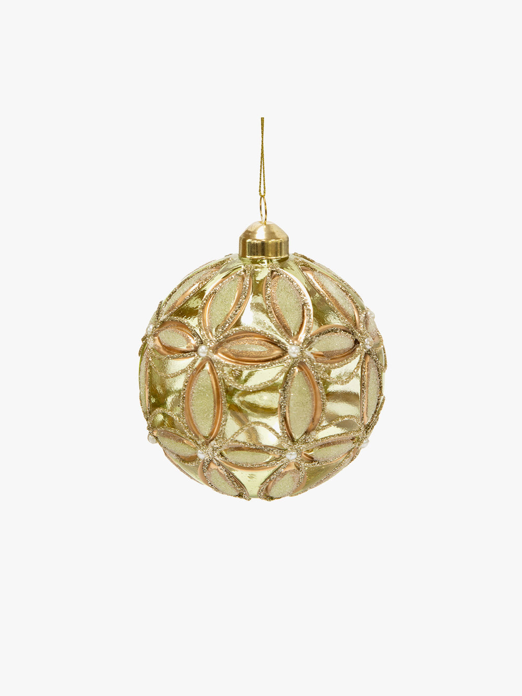 Embossed Fleur Bauble in Sage