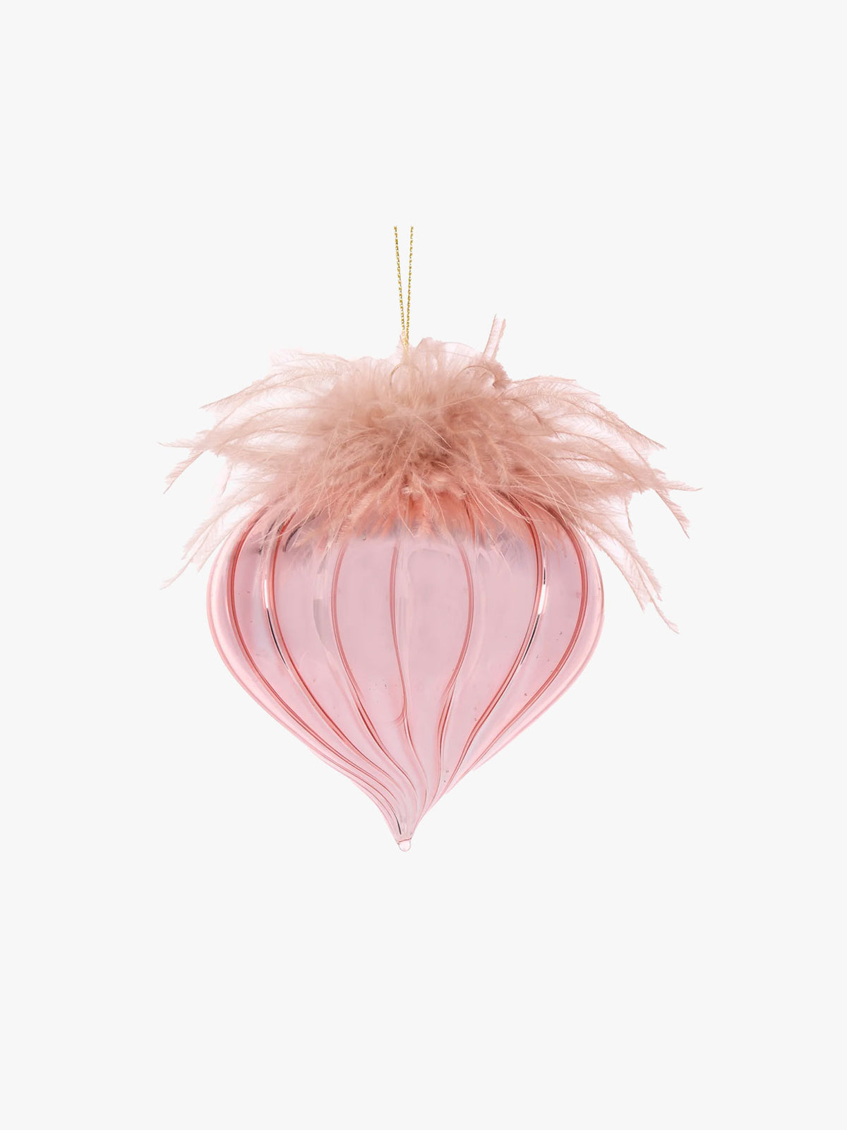 Feather Topped Onion Bauble in Blush