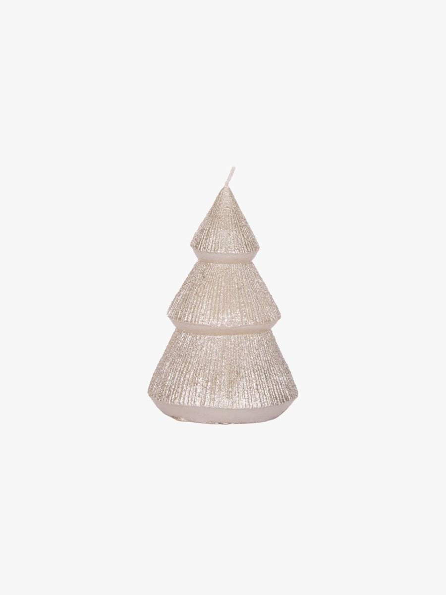 Champagne Ribbed Tree Candle - 11cm