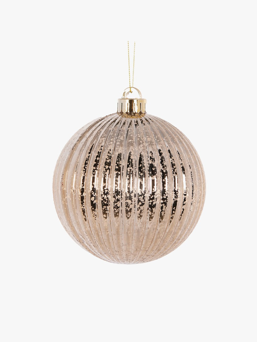 Ribbed Champagne Mercury Bauble