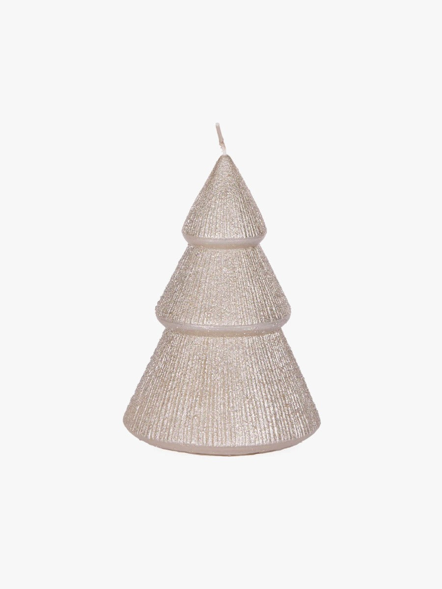Champagne Ribbed Tree Candle - 13.5cm