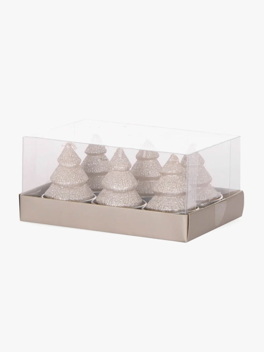 Layered Tree Tea Lights in Champagne - 6 Pack