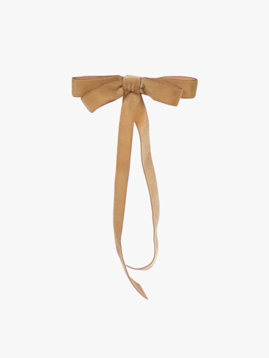 Tan Velvet Classic Bows - 6 Pack