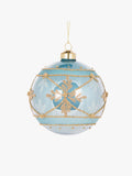 Glacier Blue Embellished Glass Bauble