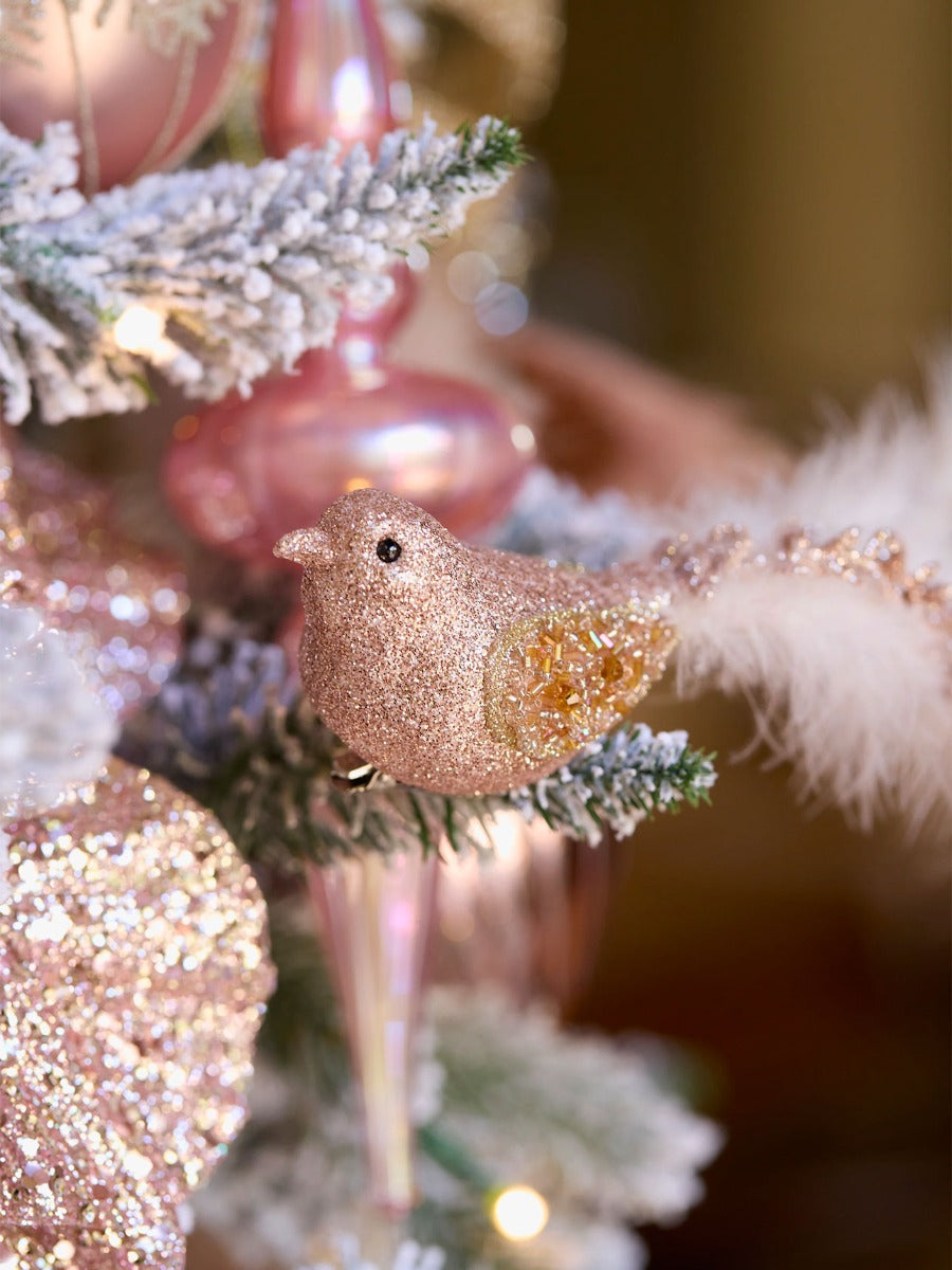Blush Sequin Feather Bird