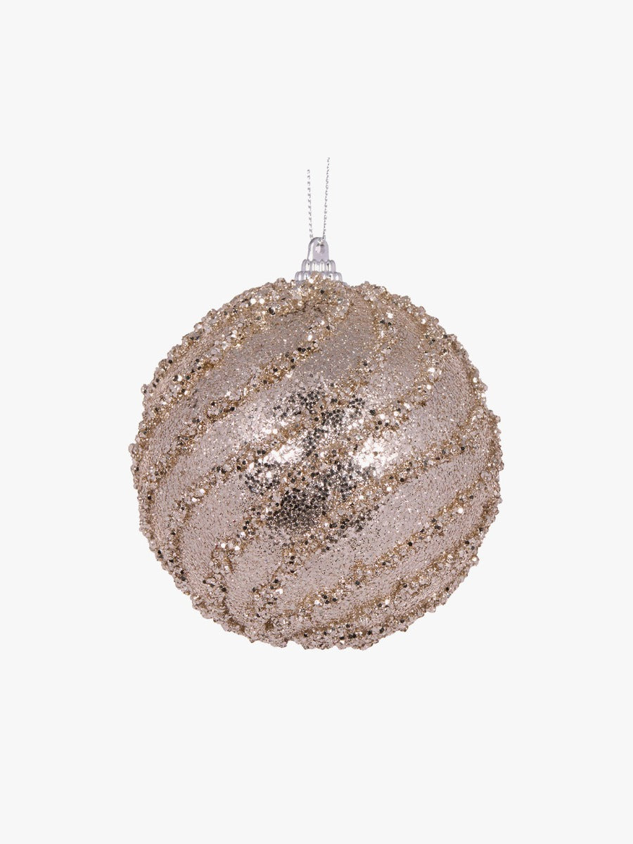 Glittered Swirl Bauble in Champagne