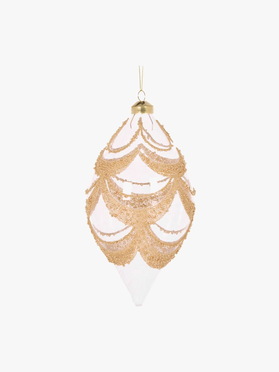 Clear Scalloped Glass Drop Bauble