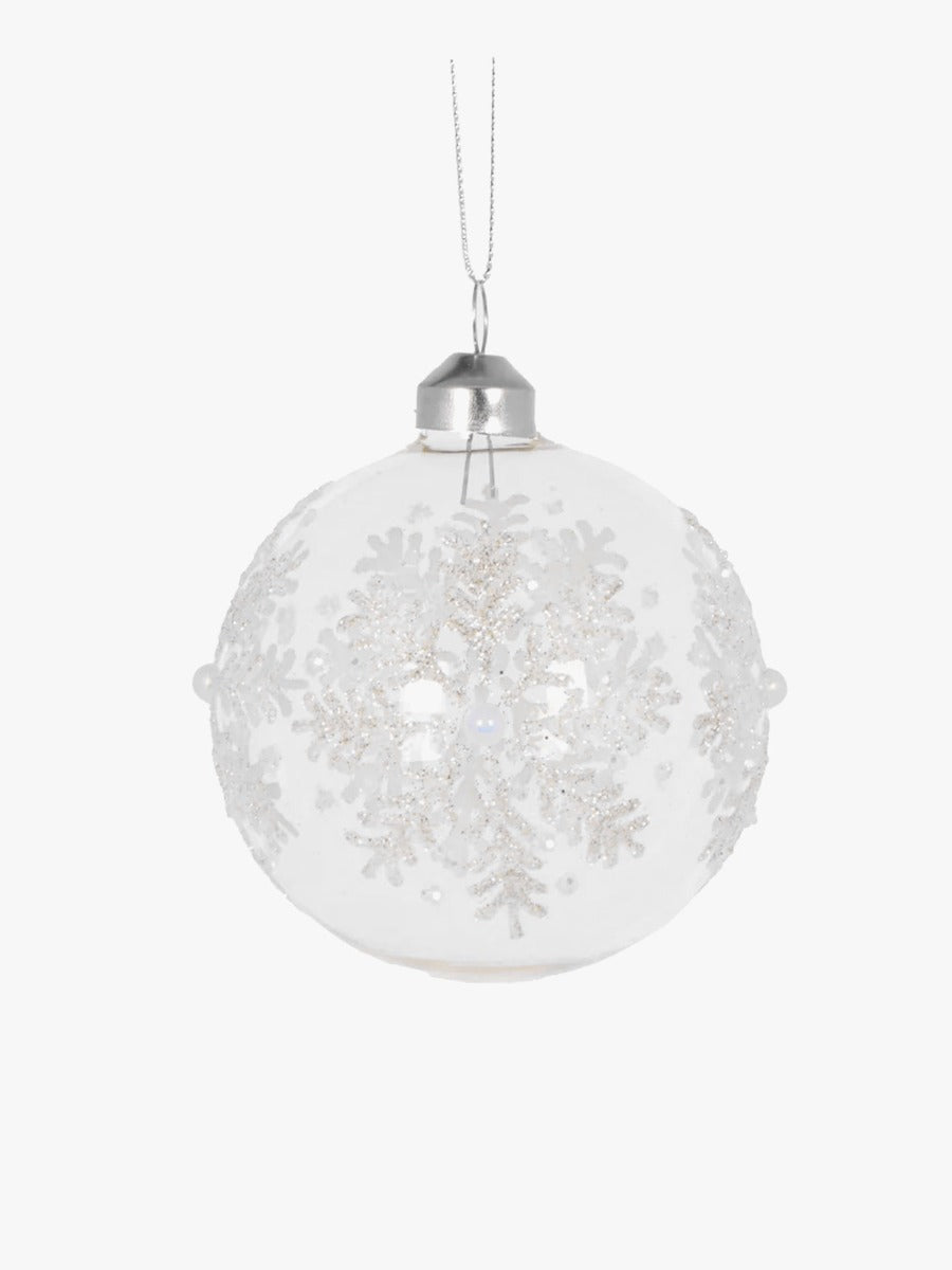 Clear Pearl Snowflake Bauble
