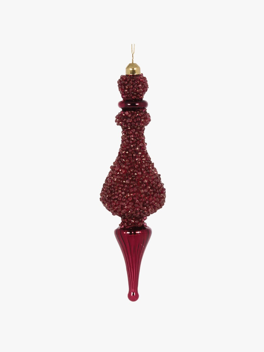 Exquisite Beaded Burgundy Finial
