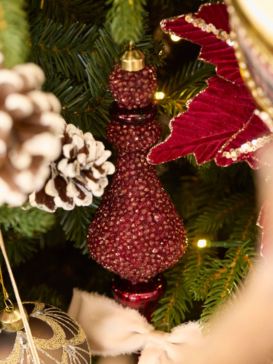Exquisite Beaded Burgundy Finial