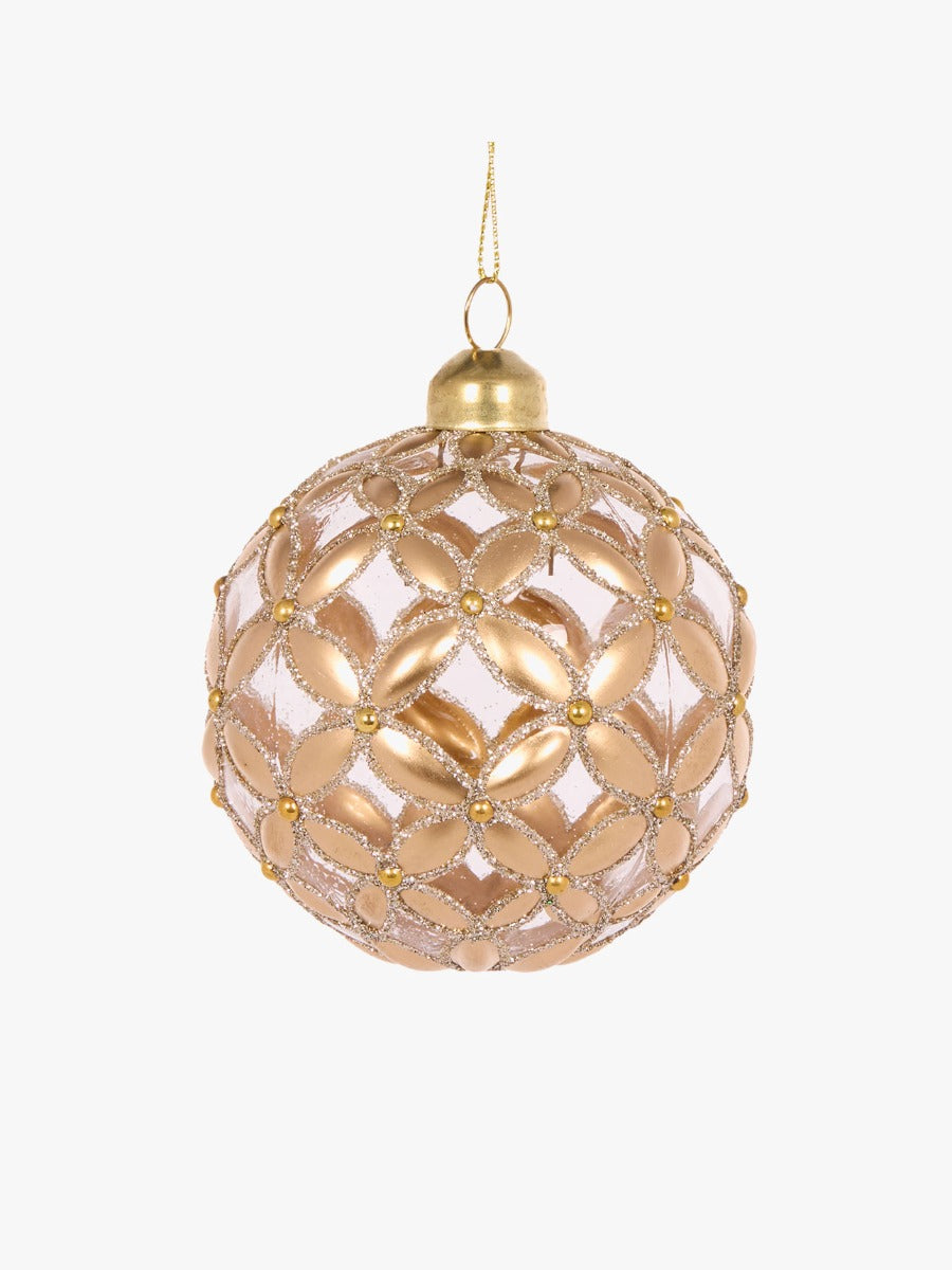 Etched Fleur Bauble in Gold