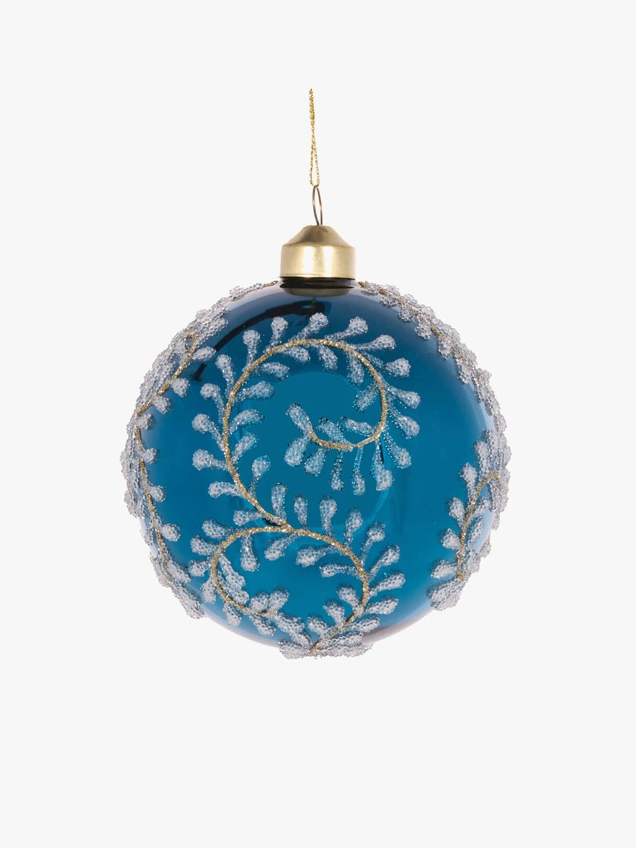 High Shine Blue Leaf Bauble