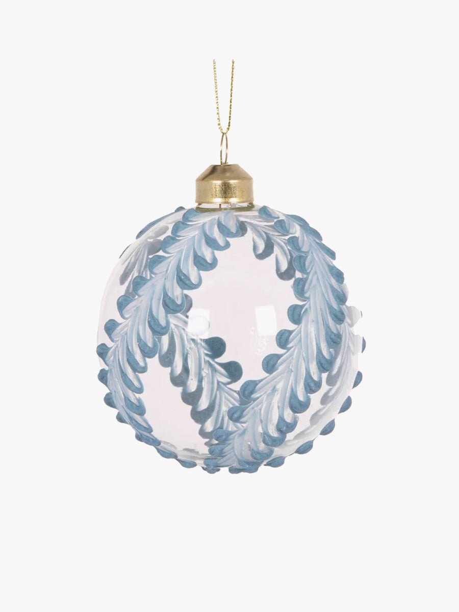 Intricate Piped Blue Fern Bauble