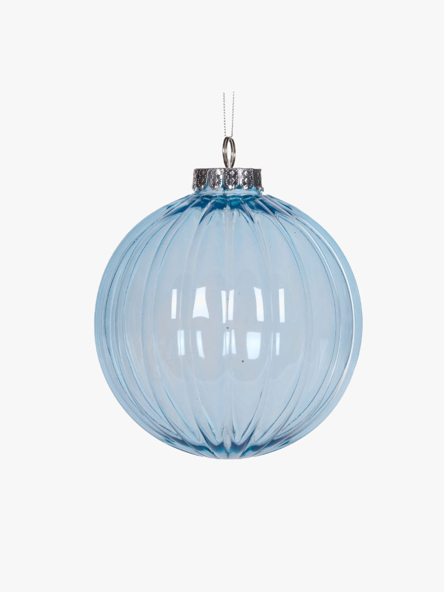 Light Blue Ribbed Bauble