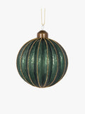 Matte Glitter Ribbed Bauble in Emerald